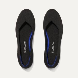 Rothy's Elegant Black Flats with Blue Trim